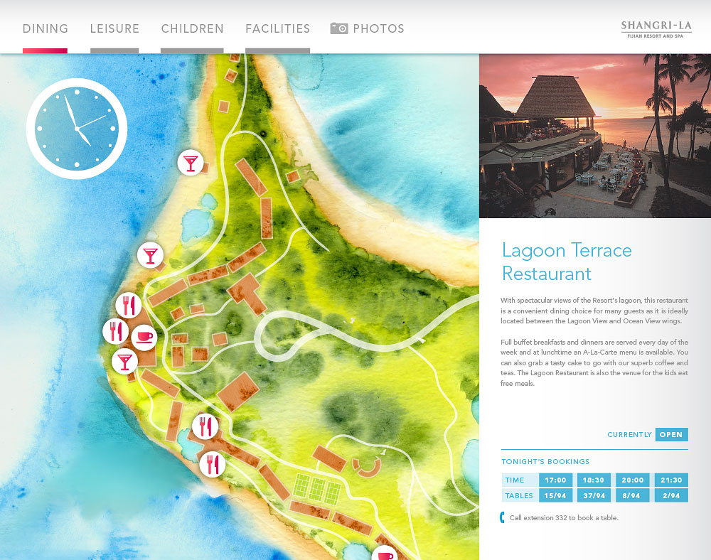 Fijian Resort map with Lagoon Terrace Restaurant