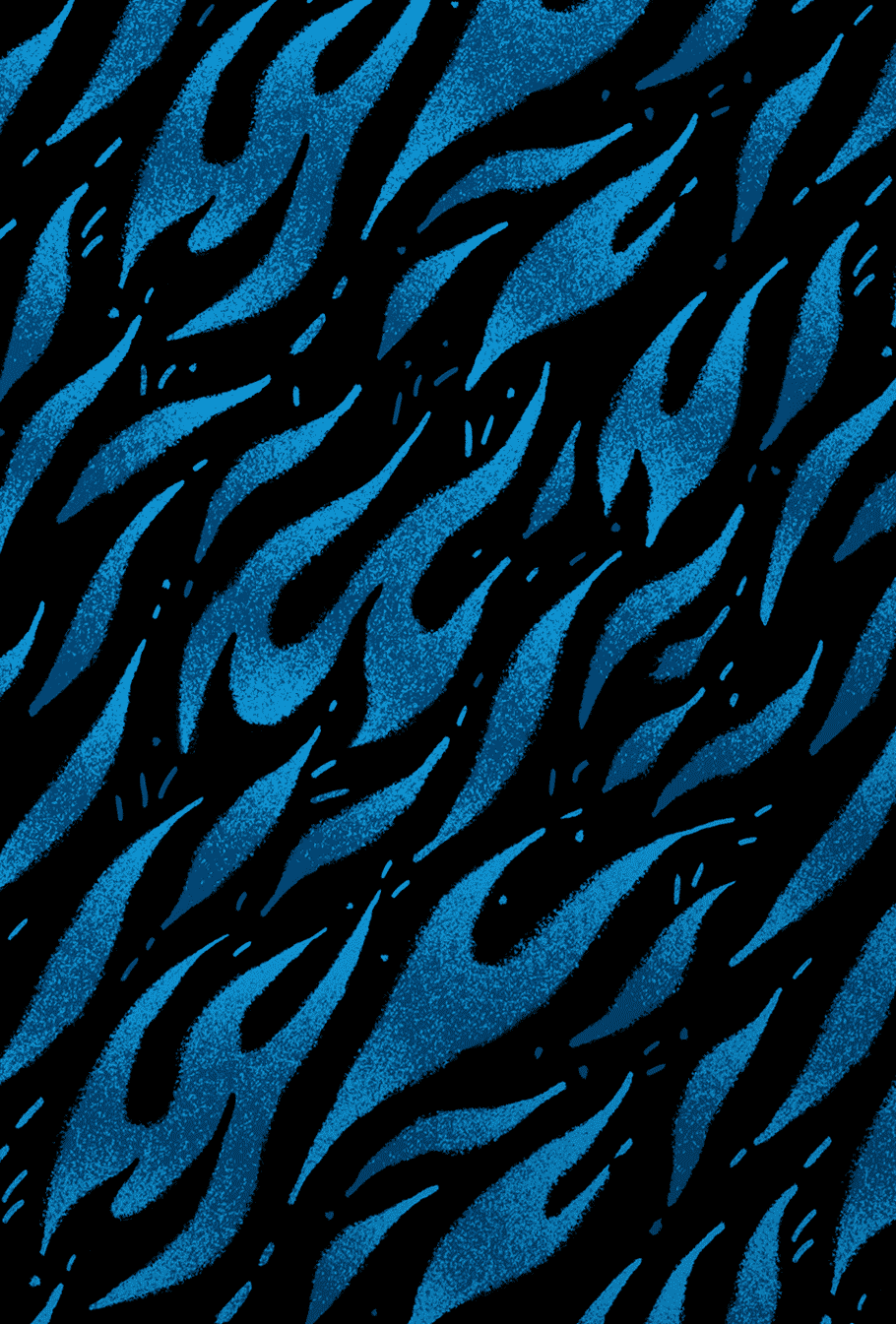 Detail of blue flames pattern illustration by Andrea Muller