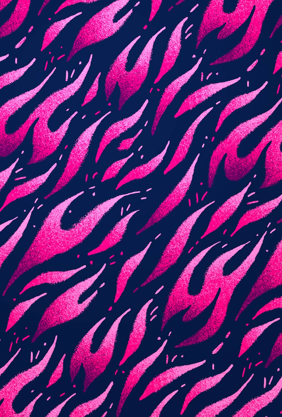 Pink flames textured repeating pattern illustration by Andrea Muller