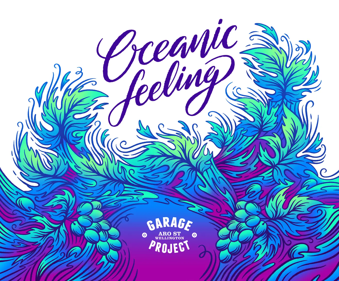 Wine label concept illustration for Garage Project by Andrea Muller