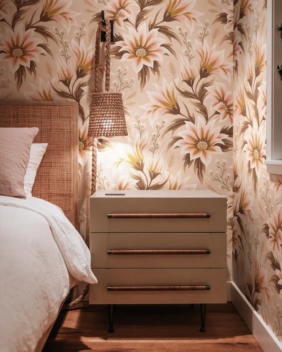 Gazania flower cream interior wallpaper by Andrea Muller