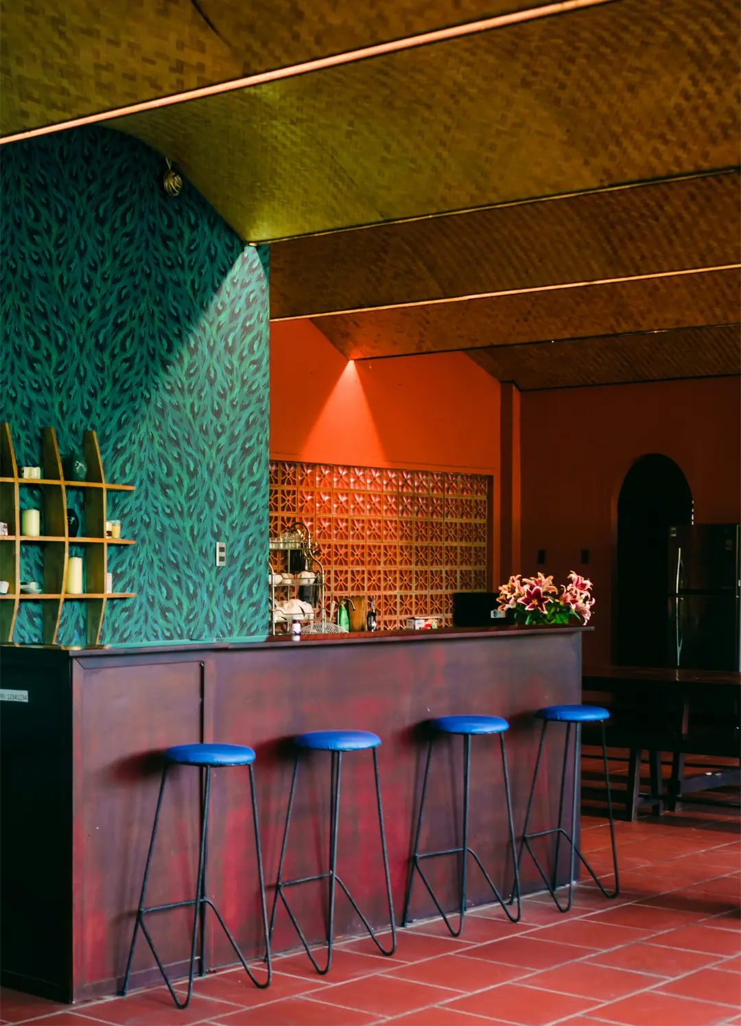 Blue and pink hand drawn textured leopard fur pattern by Andrea Muller