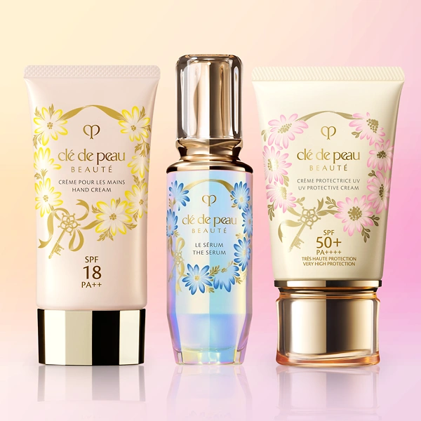 Floral cosmetics packaging illustration by Andrea Muller