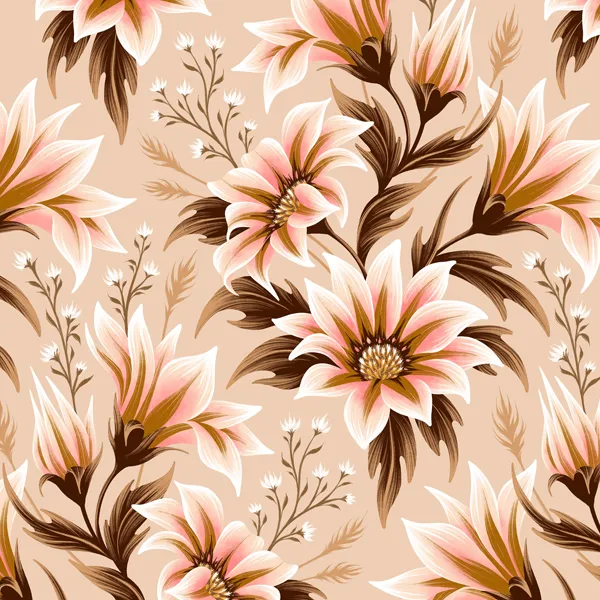 Gazania floral light cream illustration by Andrea Muller