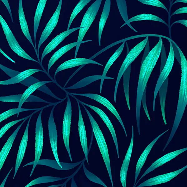Tropical green palm frond pattern illustration by Andrea Muller