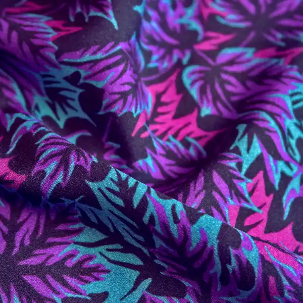 Purple, green, teal autumn scatterd maple leaf fabric by Andrea Muller