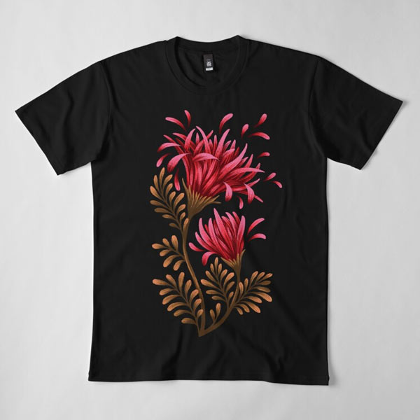 Red daisy flower tshirt by Andrea Muller