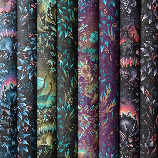Dinosaur Lagoon fabric collection by Andrea Muller