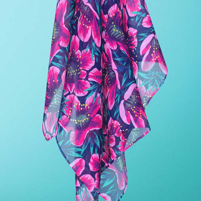 Pink Manuka floral chiffon scarf by Andrea Muller
