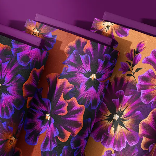 Pansies floral fabric collection by Andrea Muller