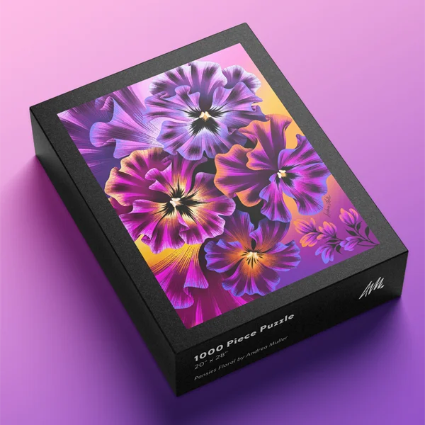 Colorful Pansies floral 1000 piece jigsaw puzzle by Andrea Muller