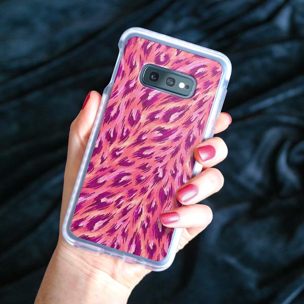 Pink leopard print Samsung phone case by Andrea Muller