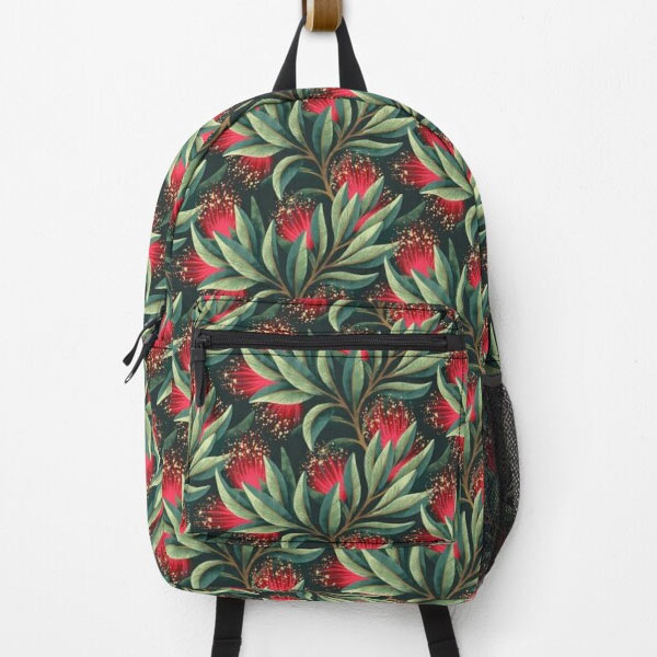 Pohutukawa floral backpack by Andrea Muller