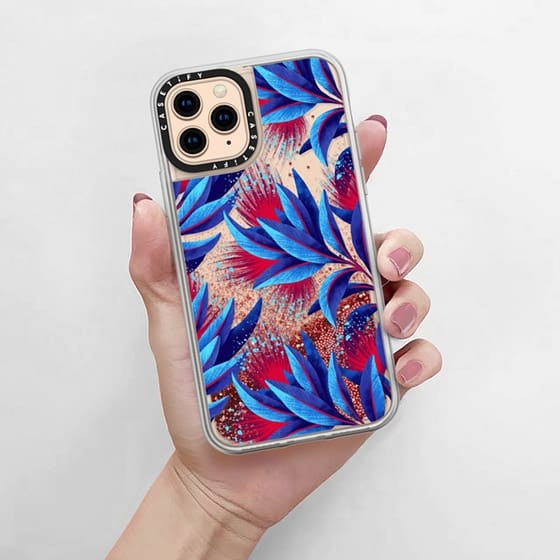 Pohutukawa floral glitter iphone case by Andrea Muller