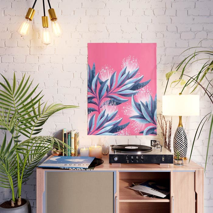 Light pink and white Pohutukawa poster by Andrea Muller