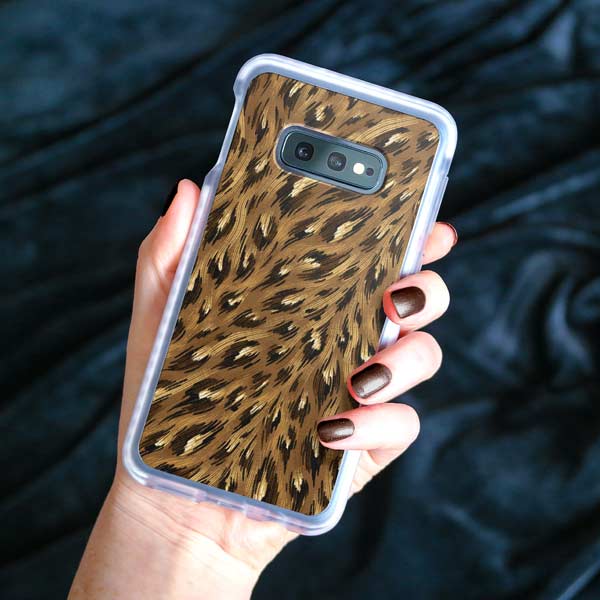 Brown and black leopard pattern samsung phone case by Andrea Muller