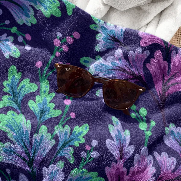 Purple leaf foliage beach towel by Andrea Muller