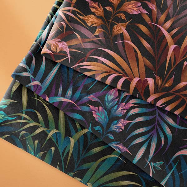 Tropical Garden palm leaf pattern fabric collection by Andrea Muller