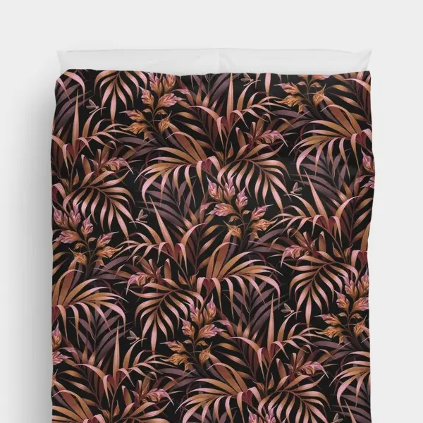 Tropical palm leaf pattern duvet cover by Andrea Muller