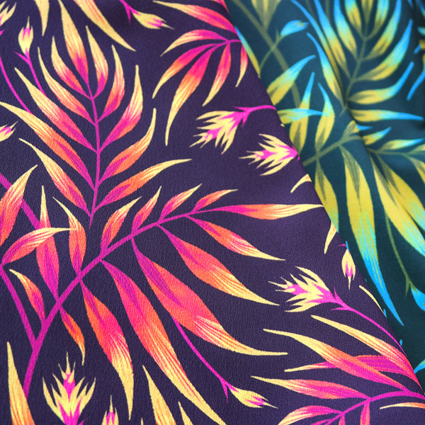 Tropical palm colorful fabrics by Andrea Muller