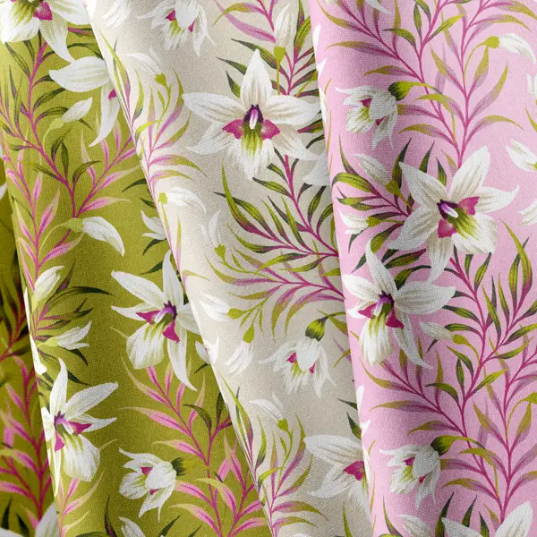 Winika Orchid illustrated fabric pattern collection by Andrea Muller