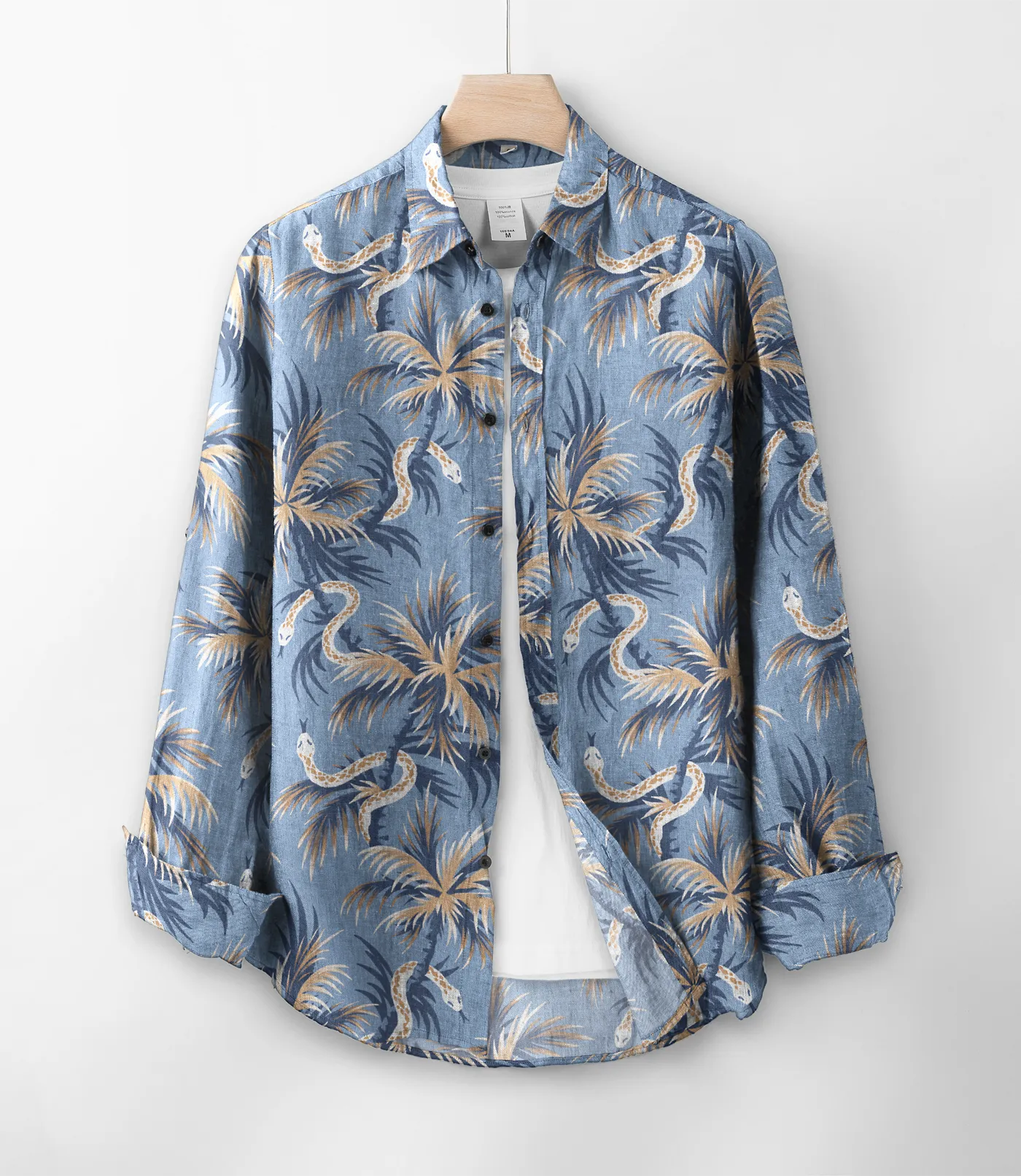 Men's tropical shirt snakes and palm tree print by Andrea Muller